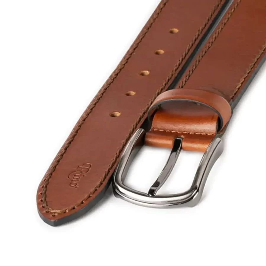 high quality handmade gents belt tan brown leather RIN 010862 121 54 3924 30 0154 2