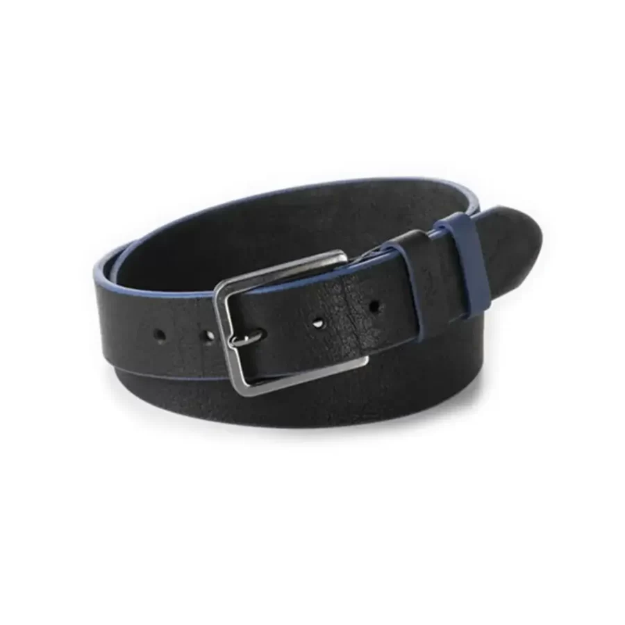 jeans gents belt black real leather with blue RIN 360840 203 01 3608 30 0101 1