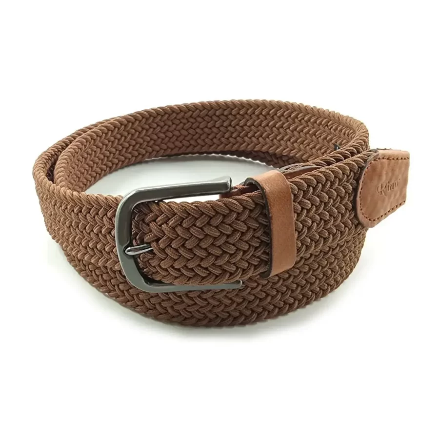 light brown mens stretchy belt woven cotton RIN 006318 3728 25