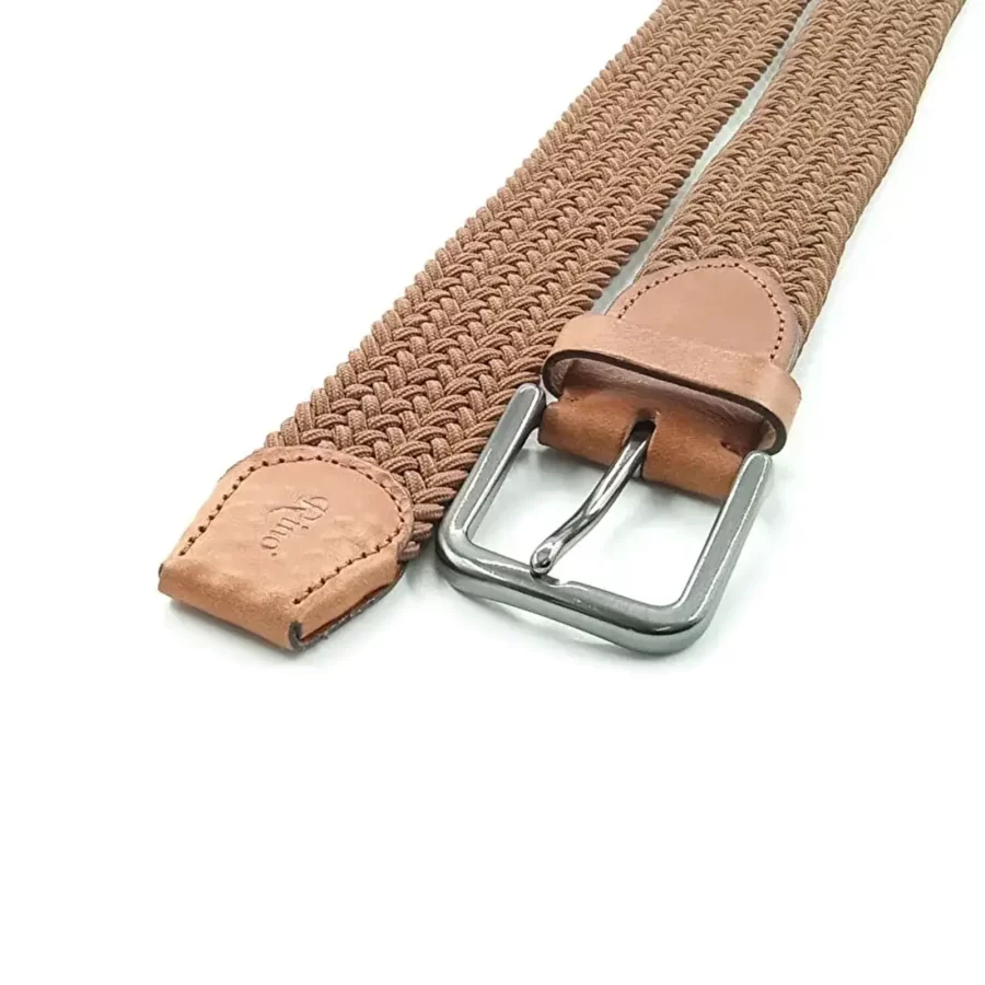 light brown mens stretchy belt woven cotton RIN 006318 3728 26