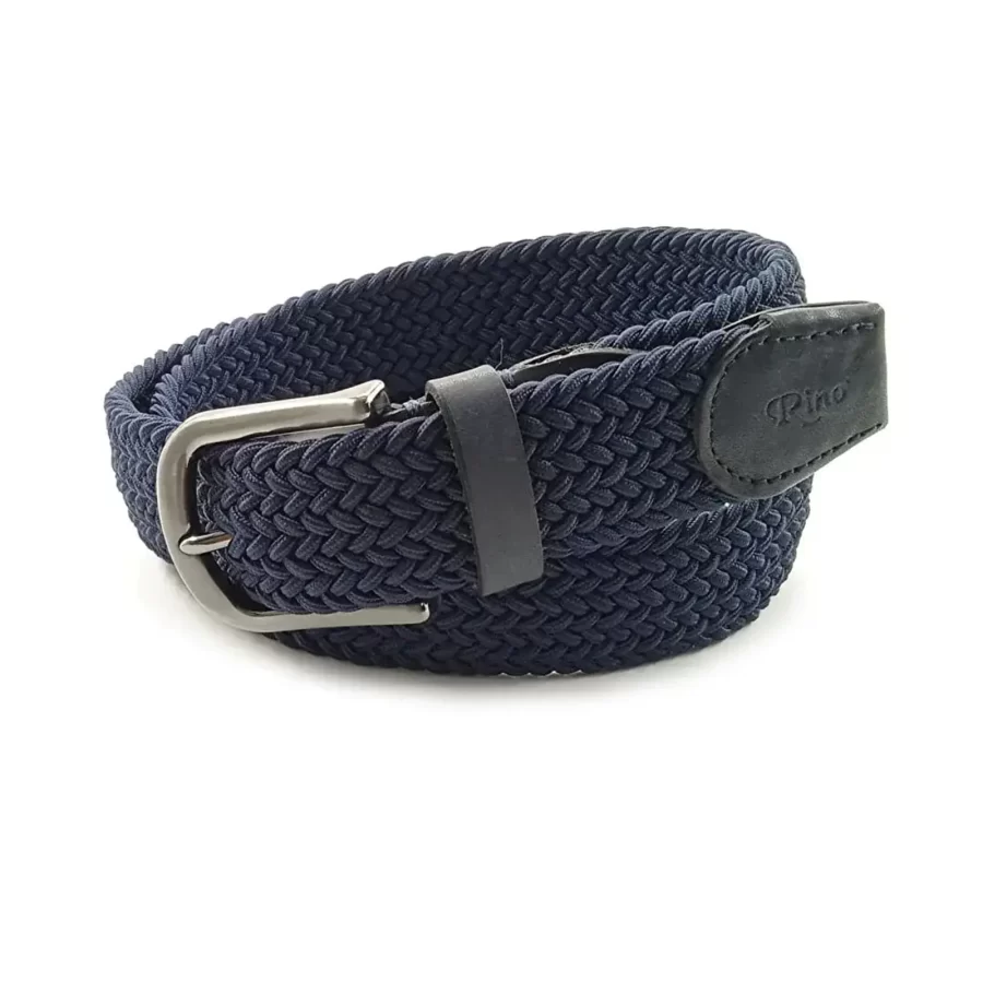 navy blue mens stretchy belt woven cotton RIN 006318 3728 1