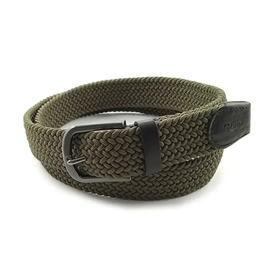 olive green mens stretchy belt woven cotton RIN 006318 3728 5