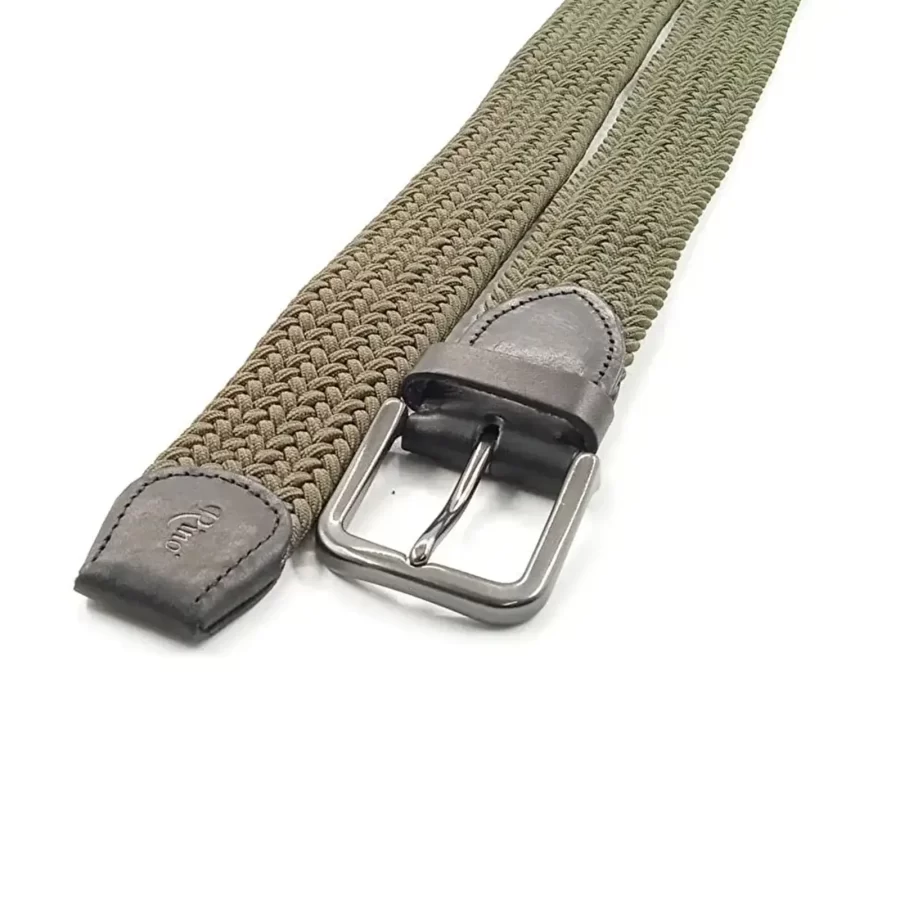 olive green mens stretchy belt woven cotton RIN 006318 3728 6