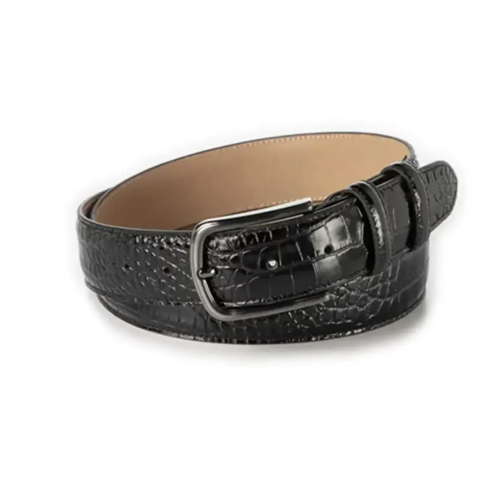 Buy Stylish Gents Belt Black Crocodile Emboss Leather