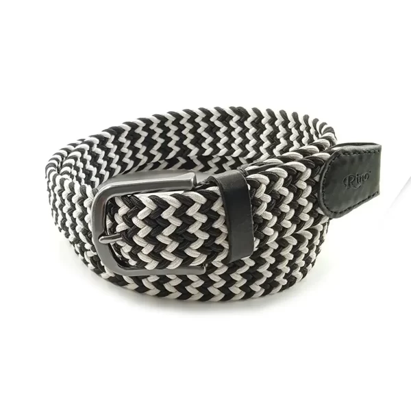 white black mens stretchy belt woven cotton RIN 006318 3728 17