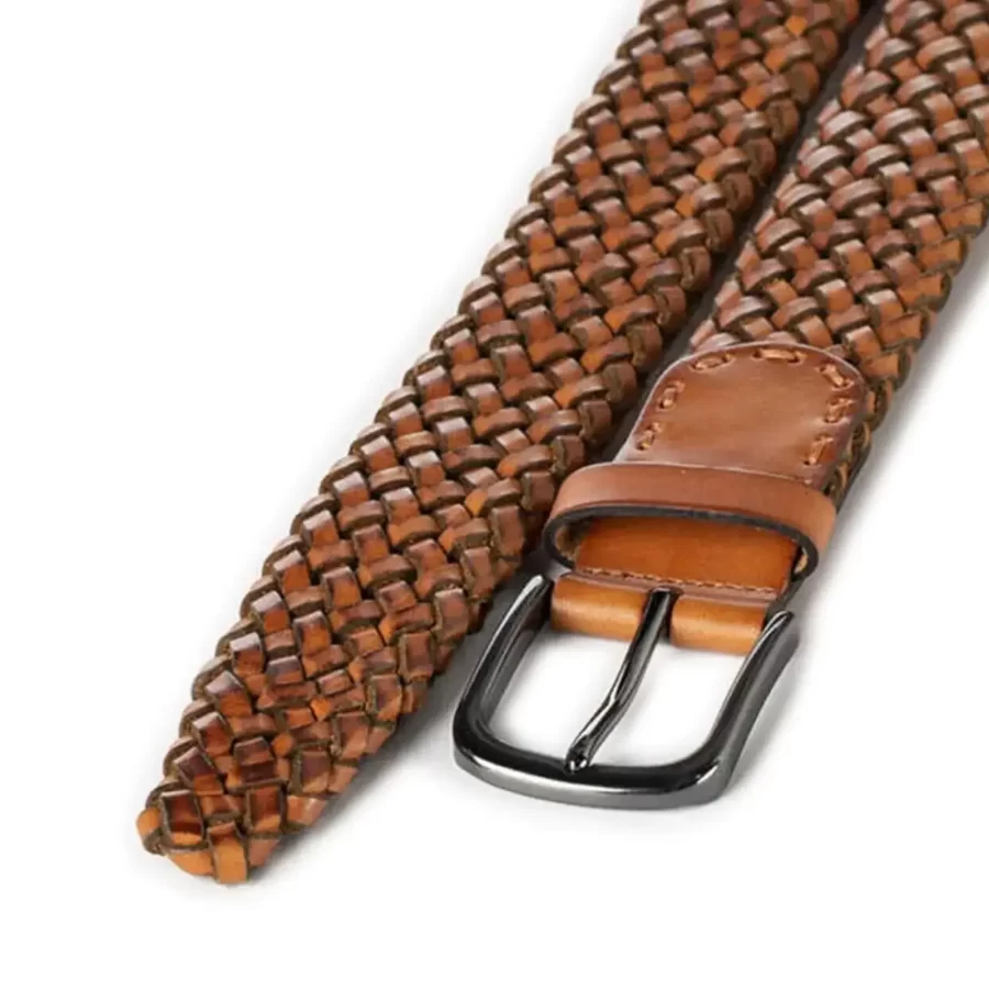 woven gents belt cognac genuine leather RIN 001031 320 07 1923 32 0107 2