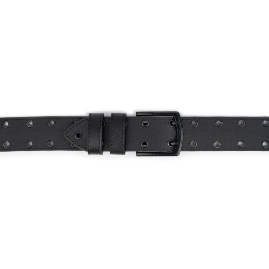 Grommet Belt Black Rivets Vegan Leather 2