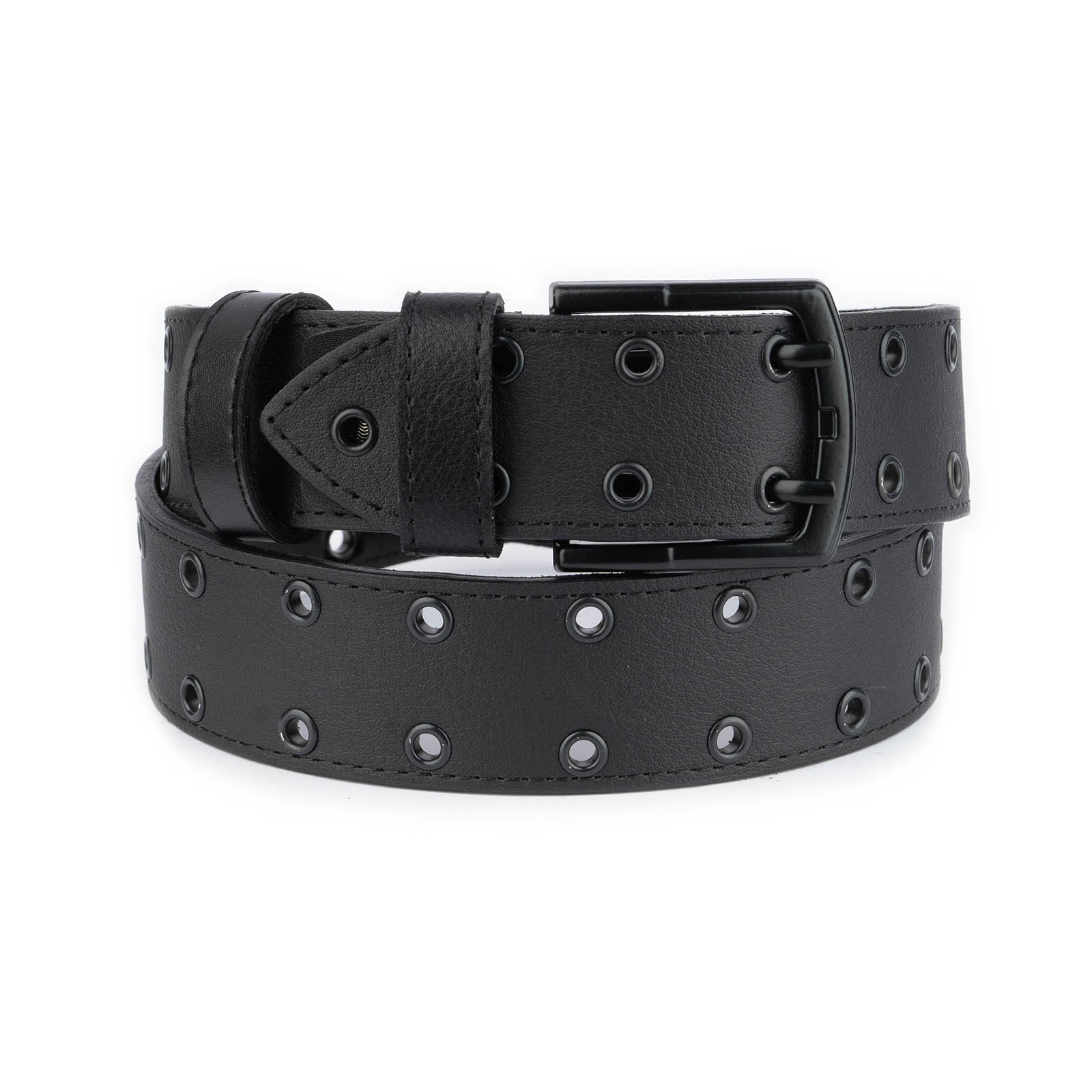 Buy Grommet Belt Black Rivets Vegan Leather - LeatherBeltsOnline.com