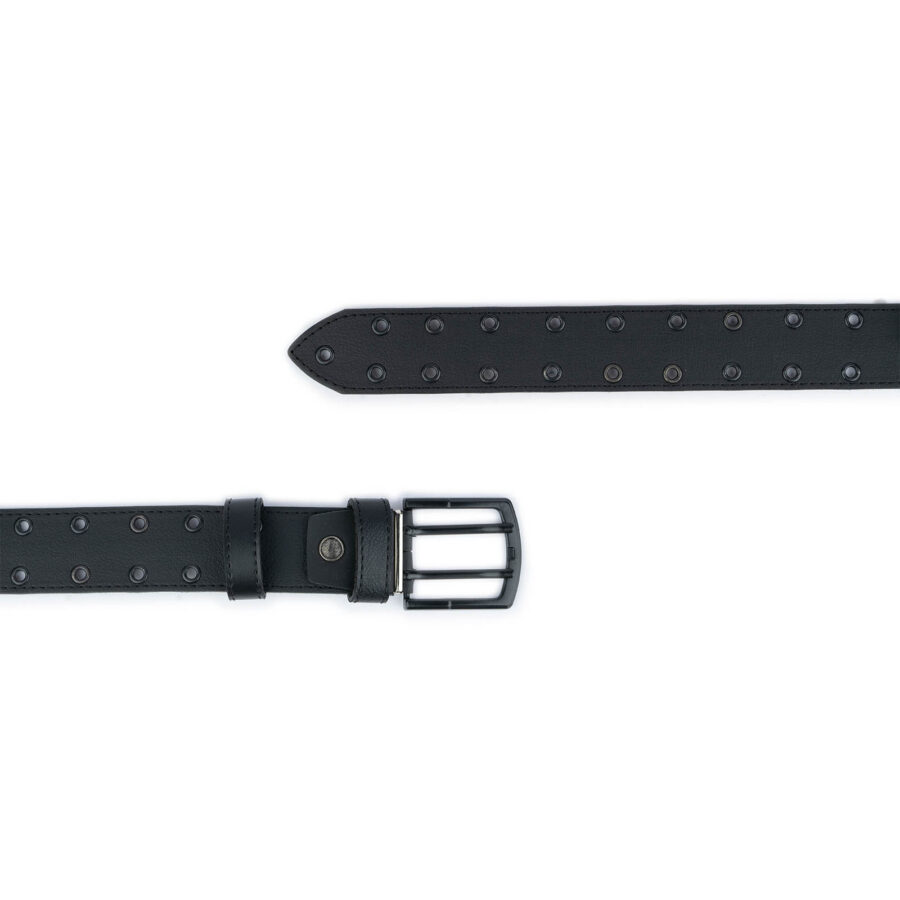 Grommet Belt Black Rivets Vegan Leather 4