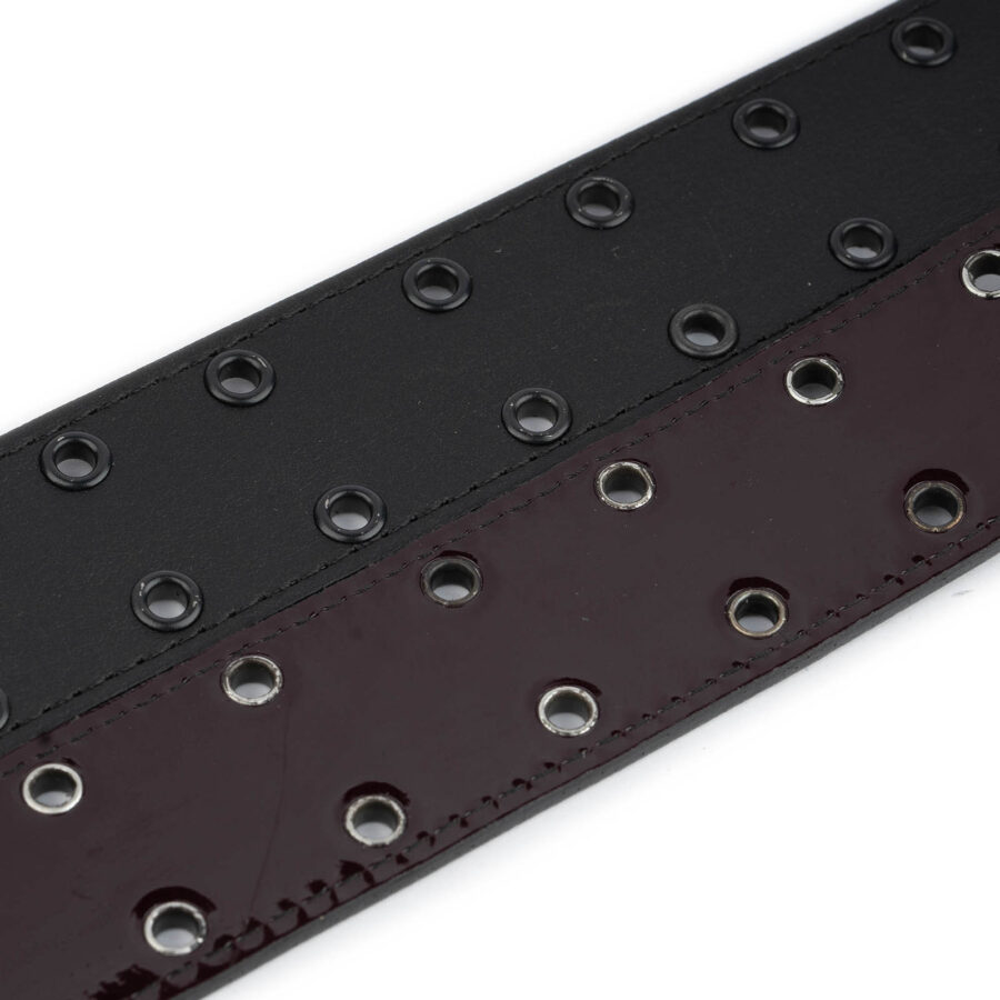 Grommet Belt Black Rivets Vegan Leather 5