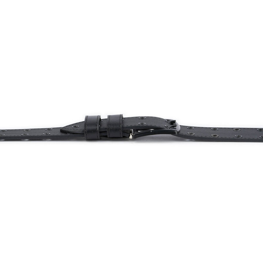 Grommet Belt Black Rivets Vegan Leather 6 3 8 cm