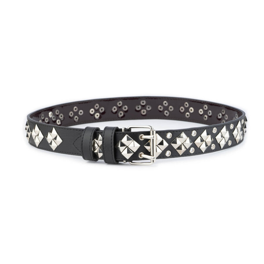 Pyramid Studded Belt Unique Design Vegan Leather Black 1 PYRSQU38BLAVEGTARG