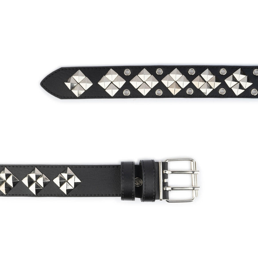 Pyramid Studded Belt Unique Design Vegan Leather Black 3