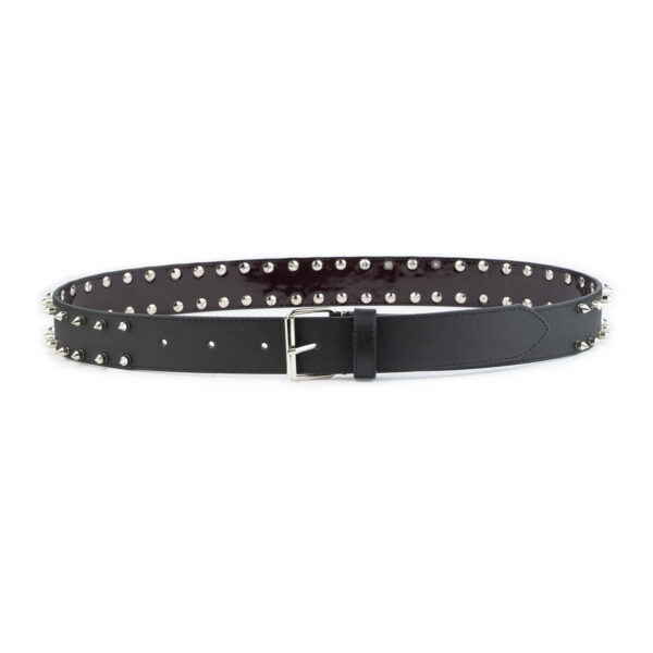 Spiked Belt 2 Row Studs Quality Black Vegan Leather 1 SPIKVEG2ROW45BLATARG