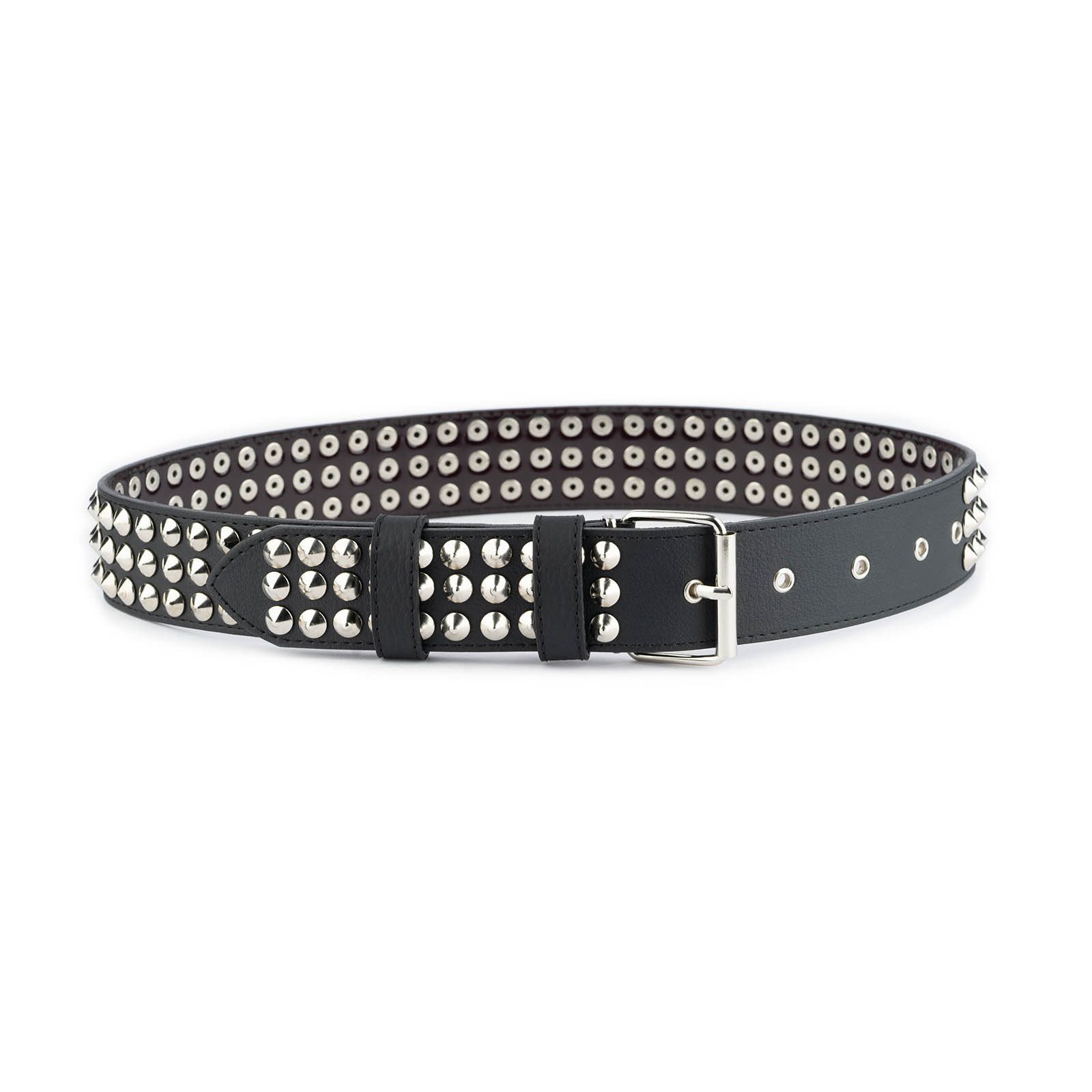 thumbnail image 2 of Lowlife Vegan Triple Studded Belt – Black And Silver – Men's Faux Leather 2 of 6