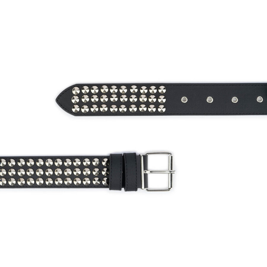 Spiked Belt 3 Row Studs Quality Vegan Leather 2
