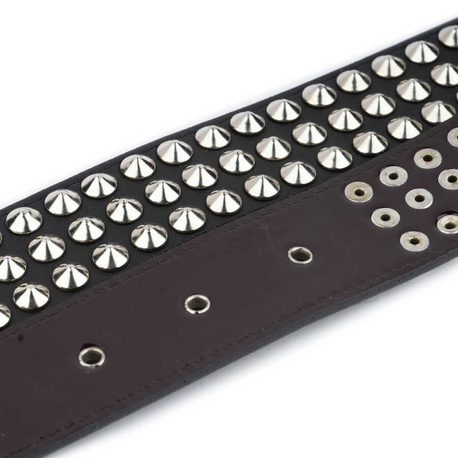 Spiked Belt 3 Row Studs Quality Vegan Leather 4
