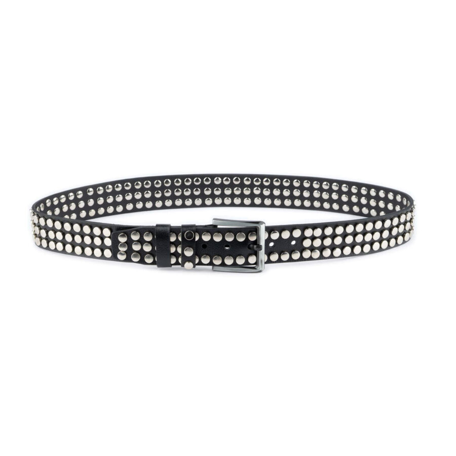 Studded Belt Black Real Leather High Thick Rivets 1 STUDTHCK45BLATARG