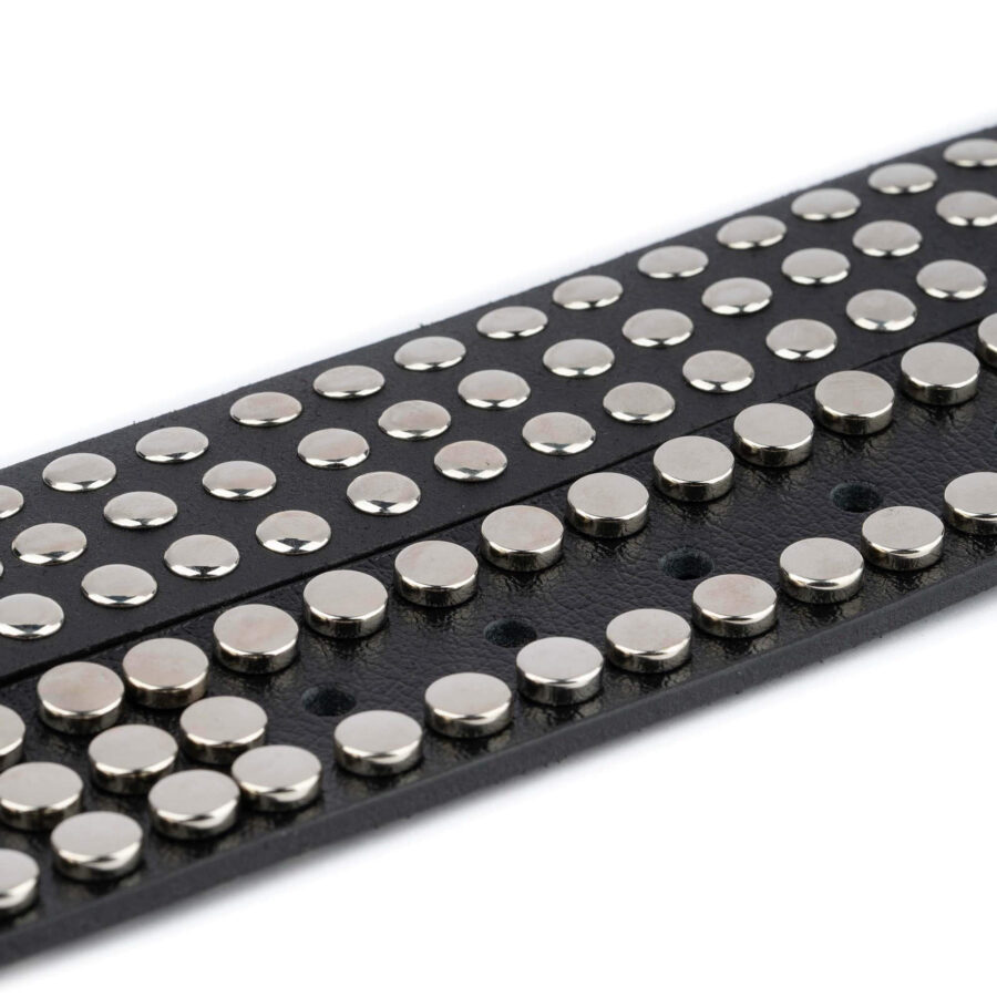 Studded Belt Black Real Leather High Thick Rivets 5 4 5 cm