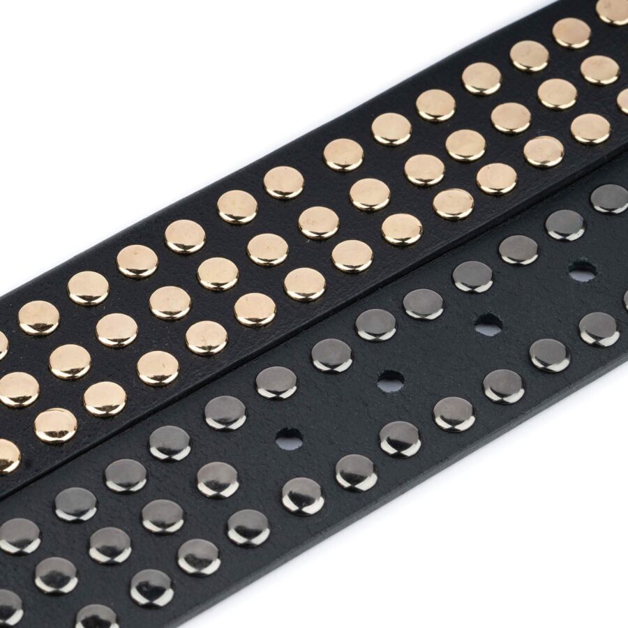 Studded Belt Gold Studs Rivets Thick Real Leather 4 4 5 cm