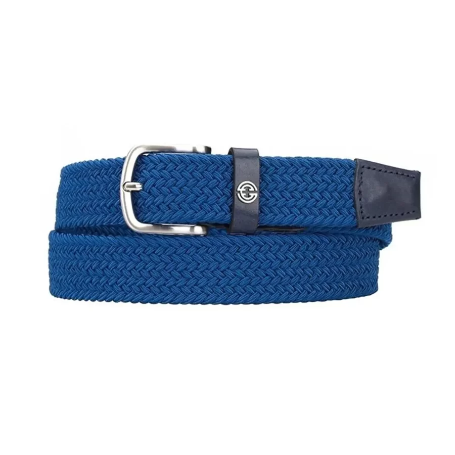 blue mens stretchy belt luxury woven cotton 1 IEB739 BLUE