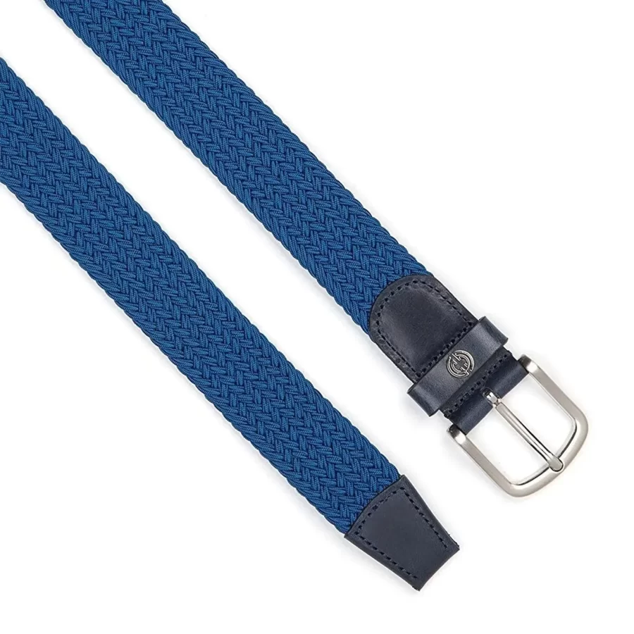 blue mens stretchy belt luxury woven cotton 2