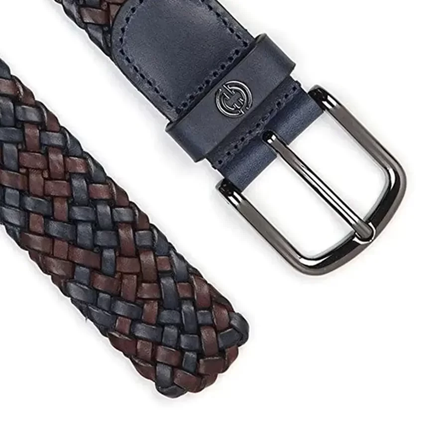 brown blue woven leather mens belt luxury HBB727C 2 copy