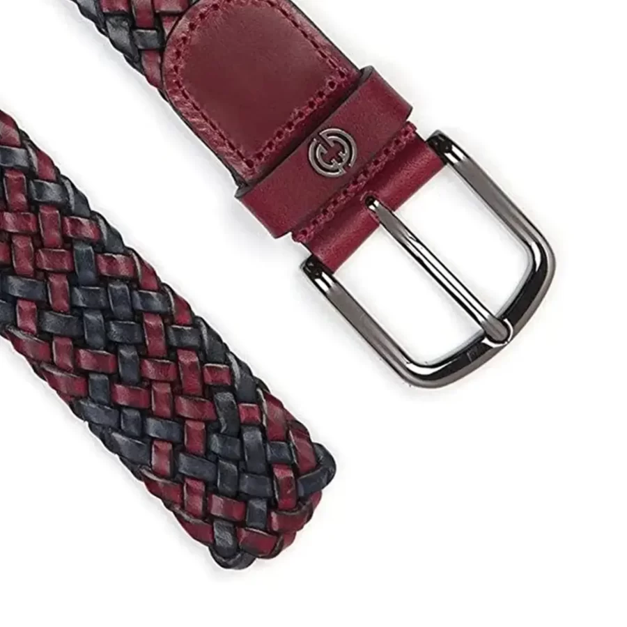 burgundy blue woven leather mens belt luxury HBB727C 4 copy