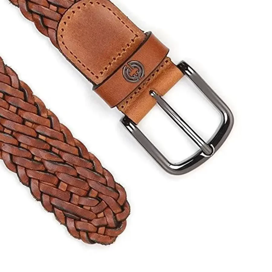 cognac woven leather mens belt luxury HBB722 8 copy