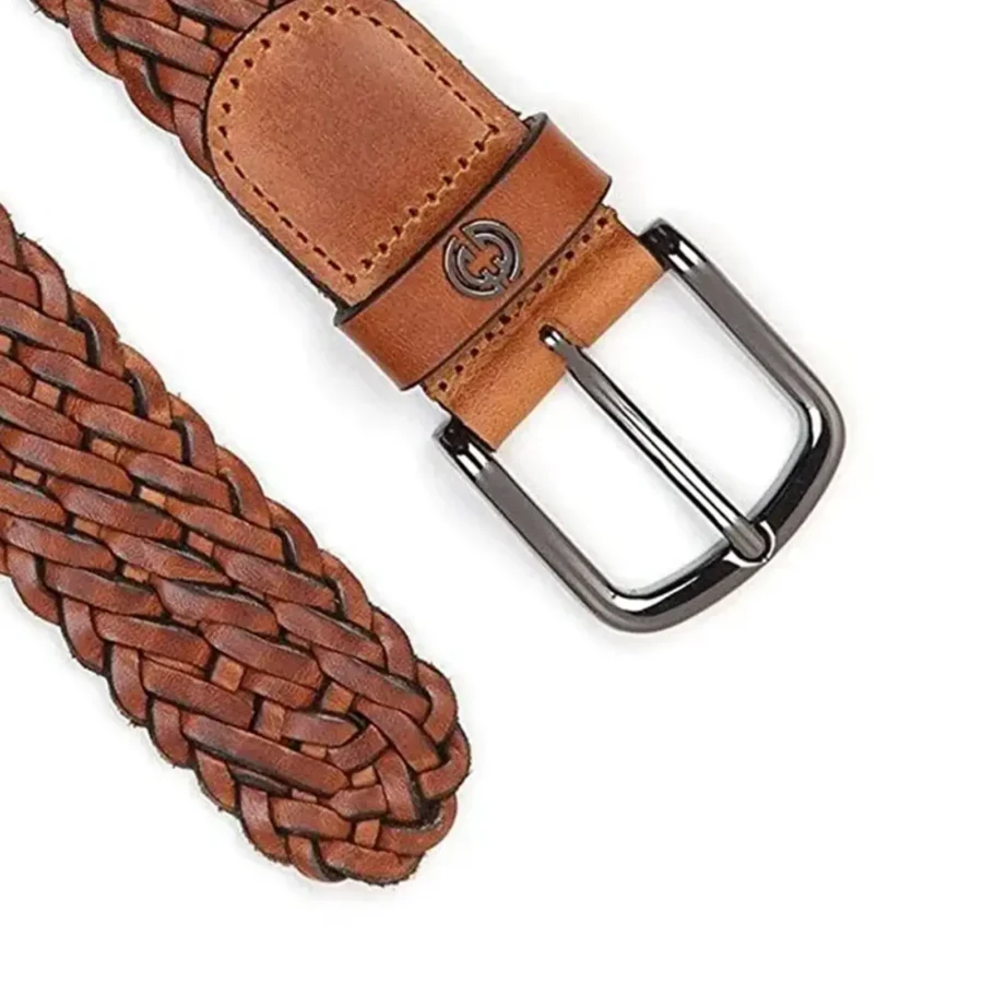 Handmade Braided Leather Belt For Men – Knitted Basketweave Design – 1.5 Inches Wide