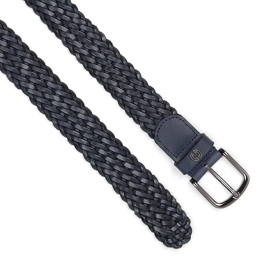dark blue woven leather mens belt luxury HBB722 4