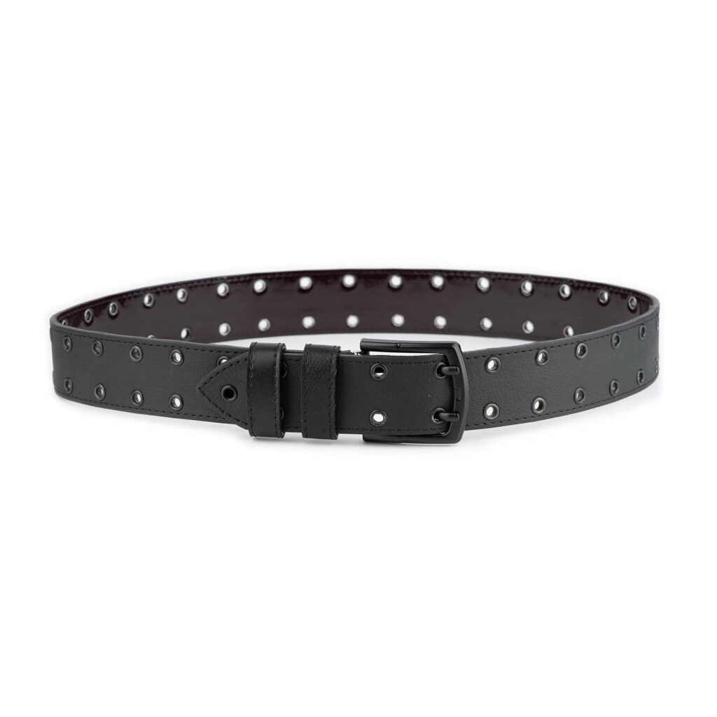 Buy Eboy Belt Black Grommet Eyelets Vegan Leather - LeatherBeltsOnline.com