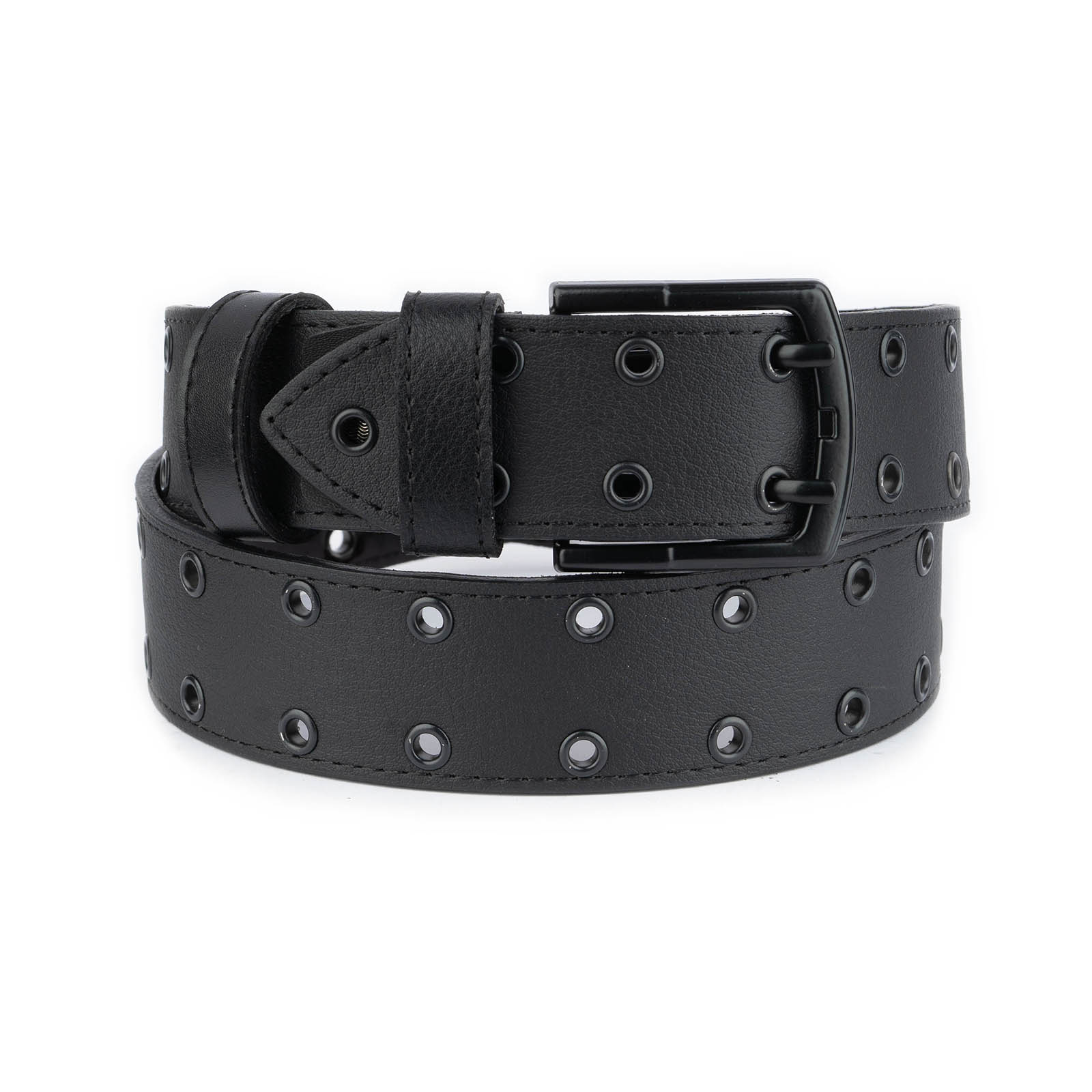 Buy Eboy Belt Black Grommet Eyelets Vegan Leather - LeatherBeltsOnline.com