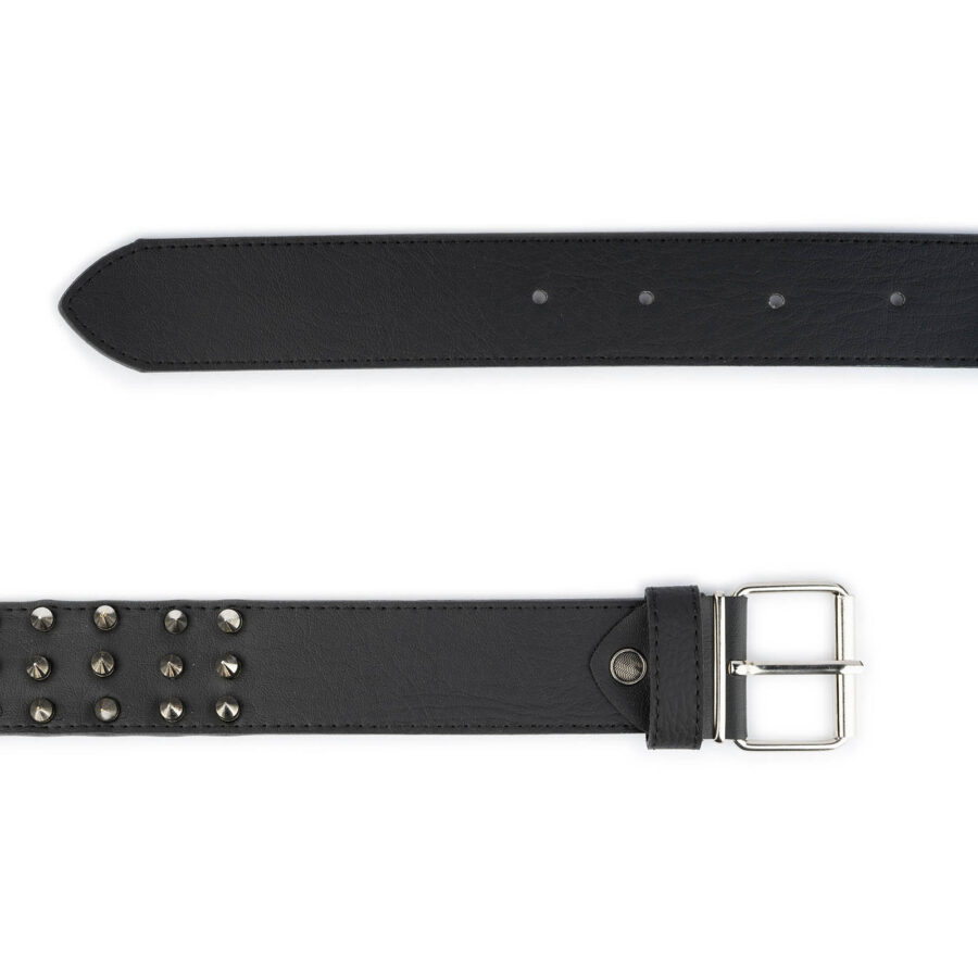 emo belt spiked 3 row black wide vegan leather 3