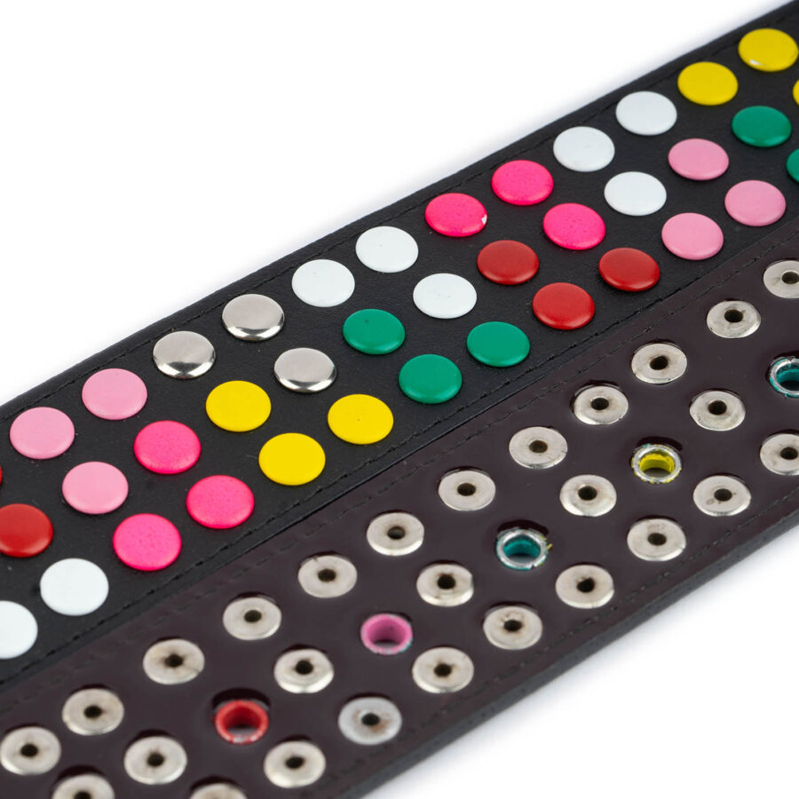 emo belt studded colorful rivets black vegan leather 4