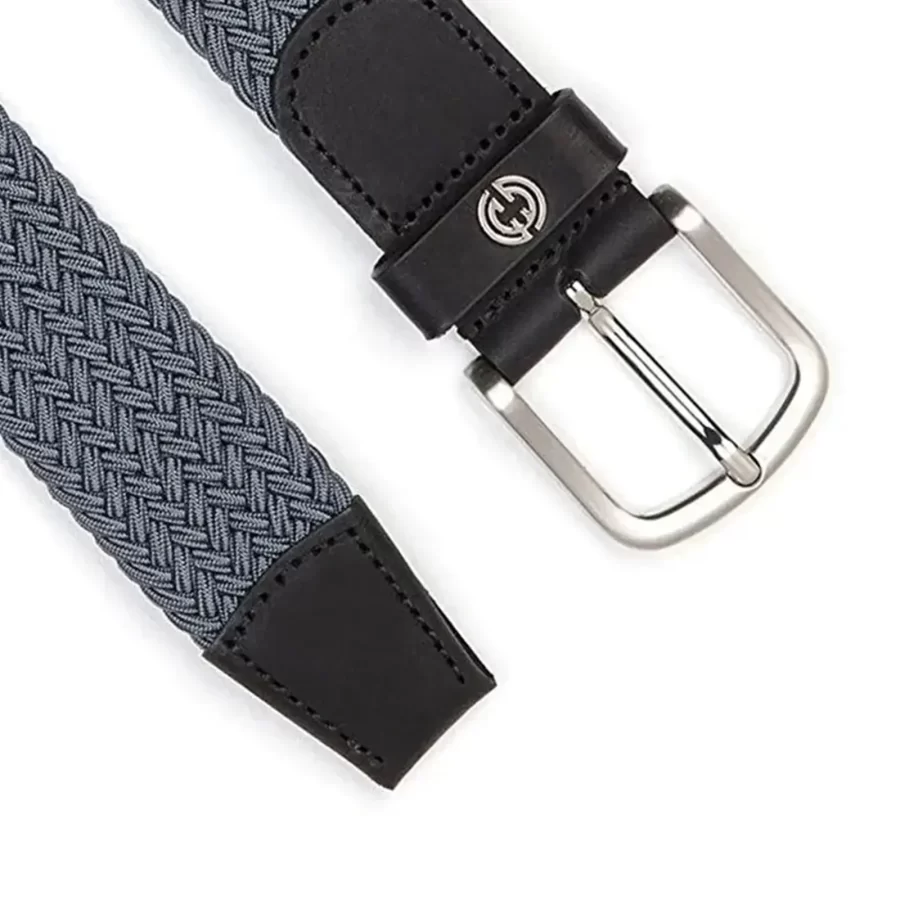 gray mens stretchy belt luxury woven cotton 2