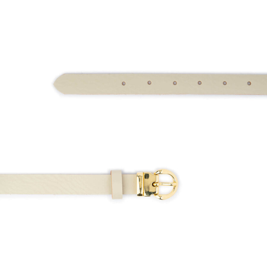 ladies light gray leather belt with gold buckle thin 2 0 cm 2