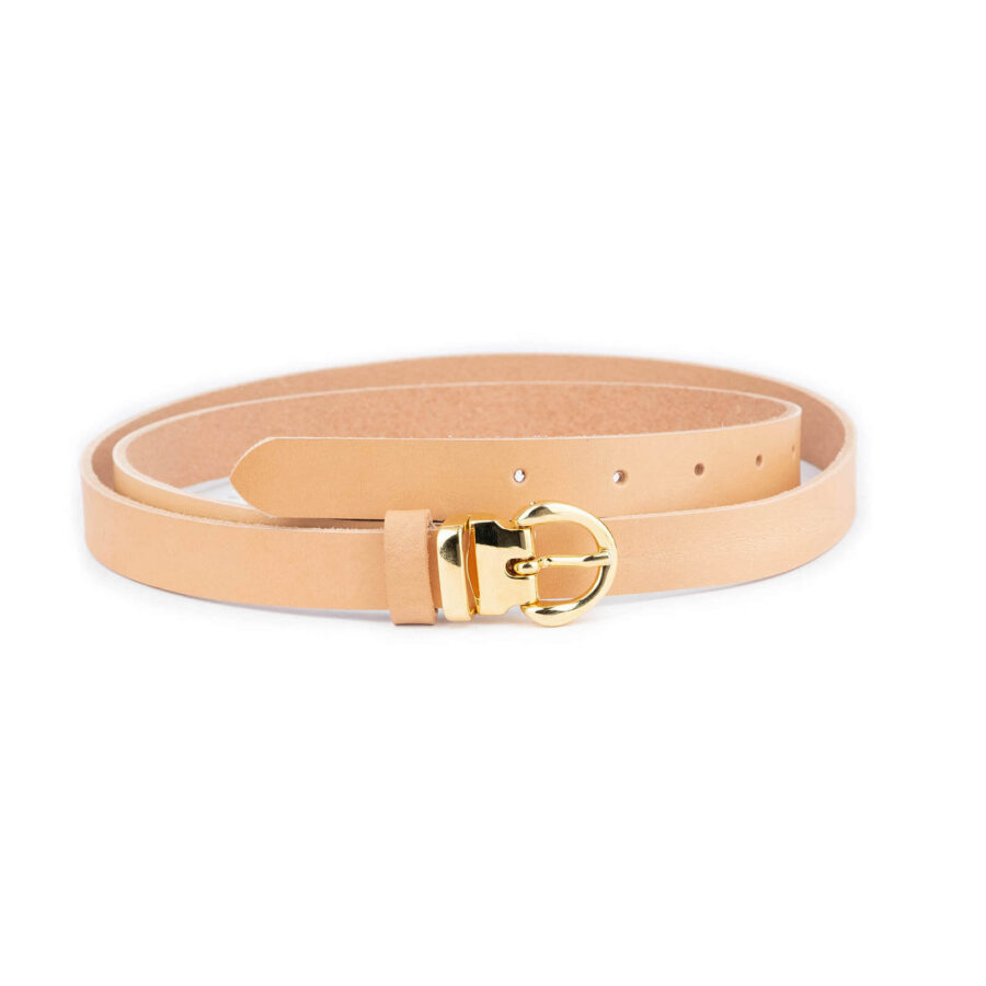 ladies natural blank leather belt with gold buckle thin 2 0 cm 1 NATCOLGOL20BLTCARL