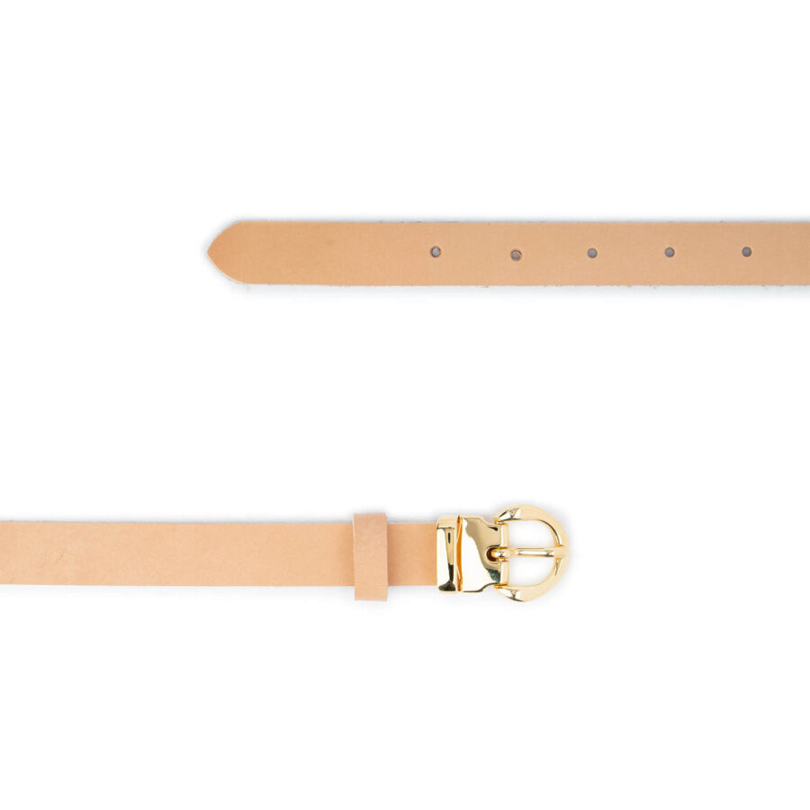 ladies natural blank leather belt with gold buckle thin 2 0 cm 2