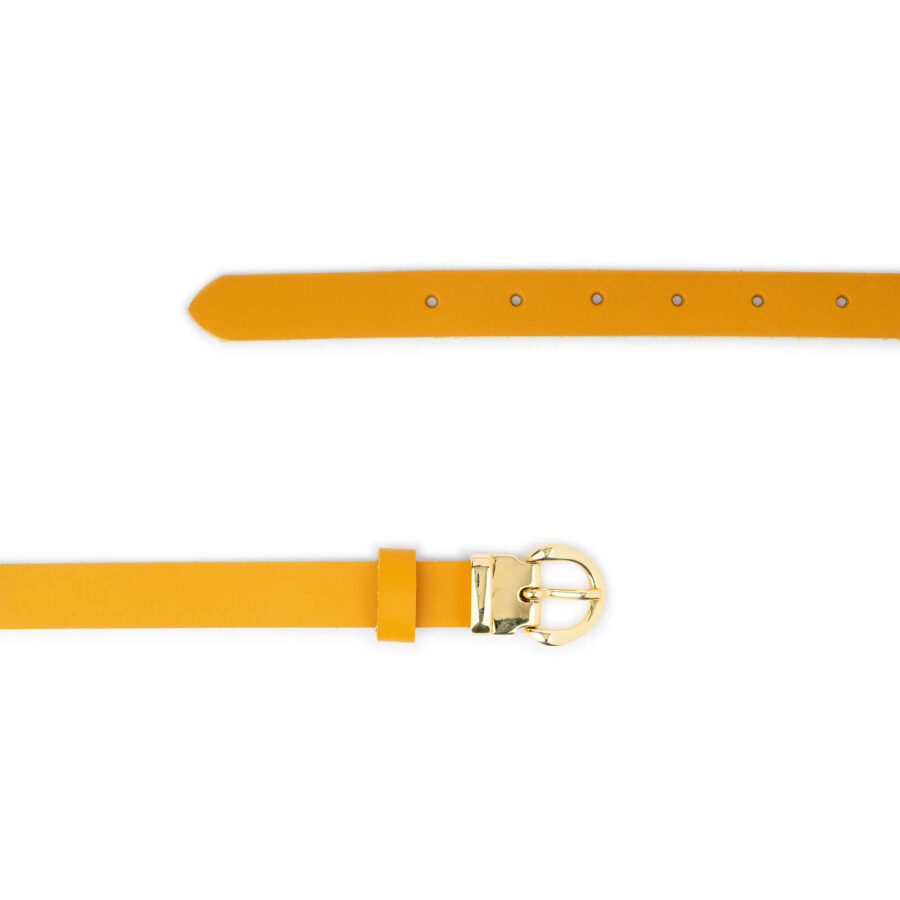 ladies spectra yellow leather belt with gold buckle thin 2 0 cm 2