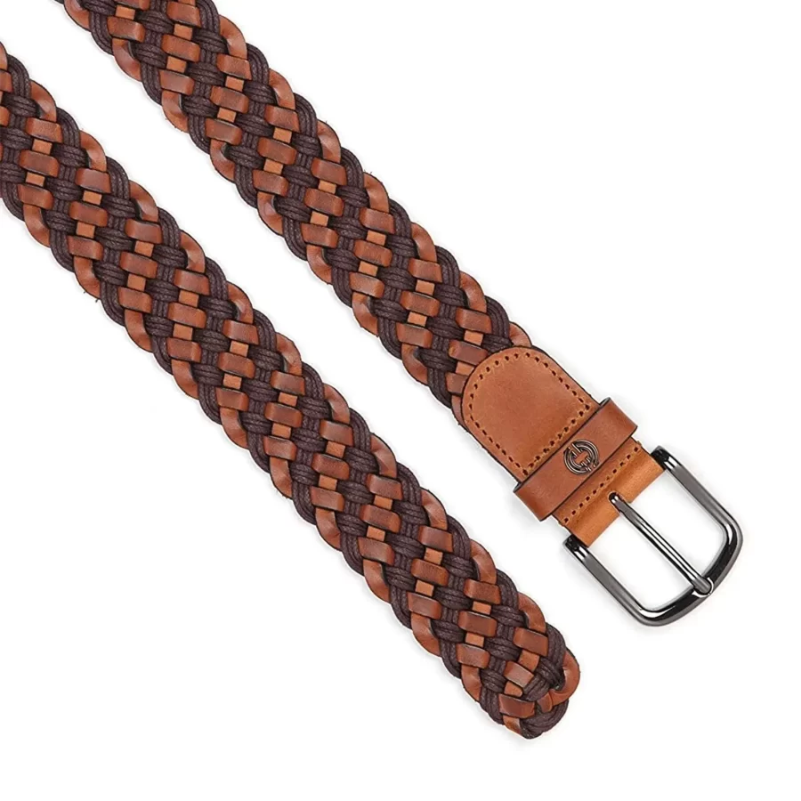 light brown mens braided belt genuine leather 3