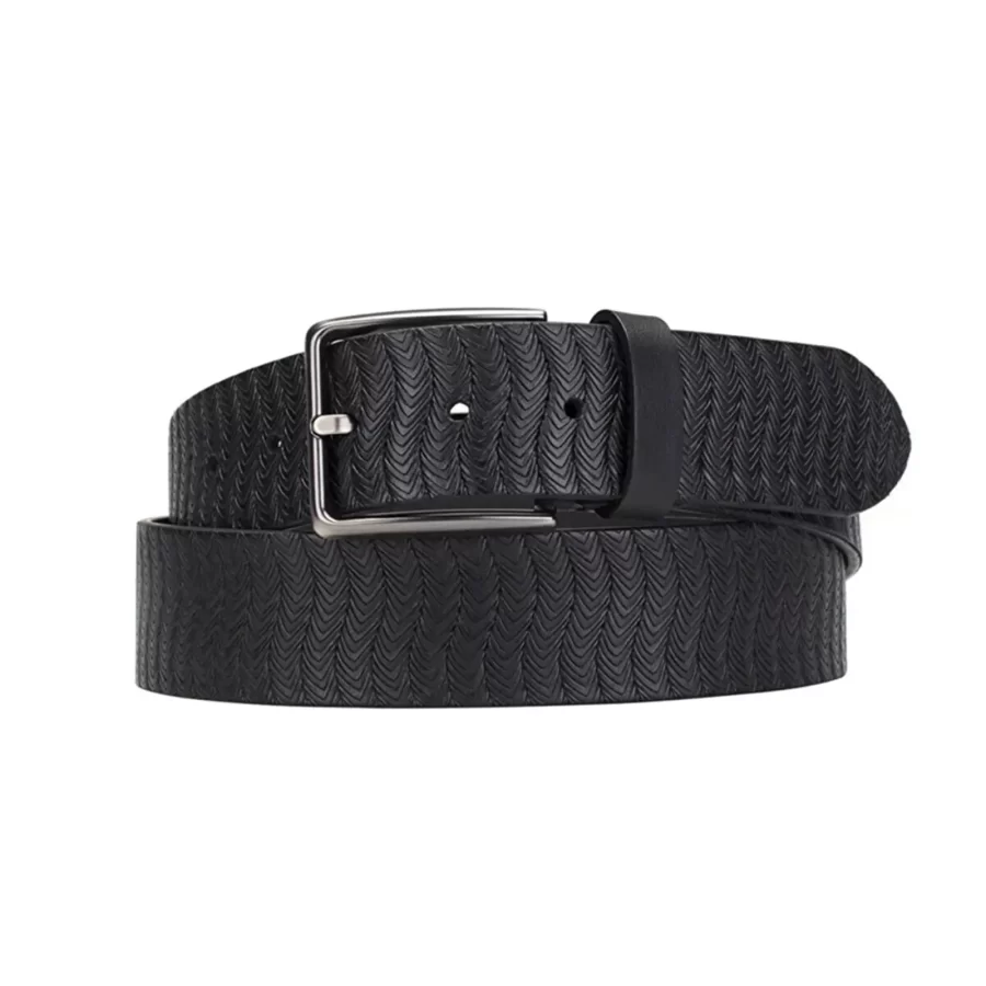 luxury belt for guys casual black weave pattern 4 0 cm SB1506 1