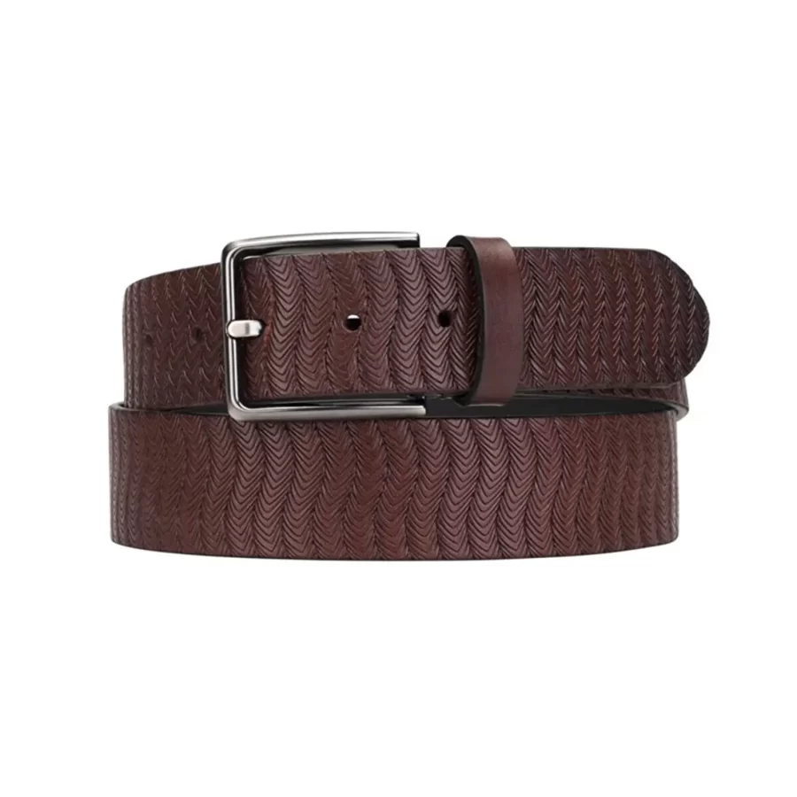 luxury belt for guys casual brown weave pattern 4 0 cm SB1506 3