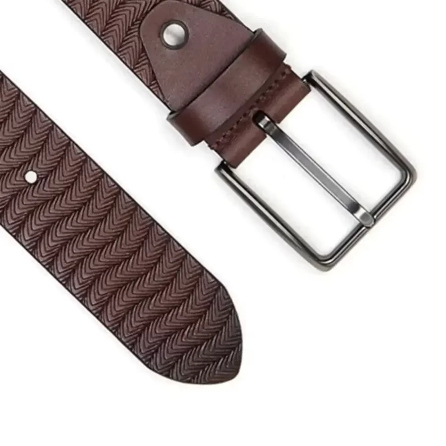 luxury belt for guys casual brown weave pattern 4 0 cm SB1506 4 copy