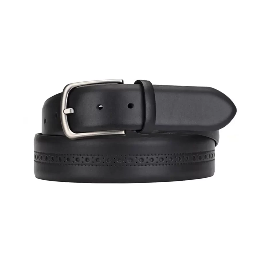 luxury belt for men stylish brogue black leather 4 0 cm SB1410 5