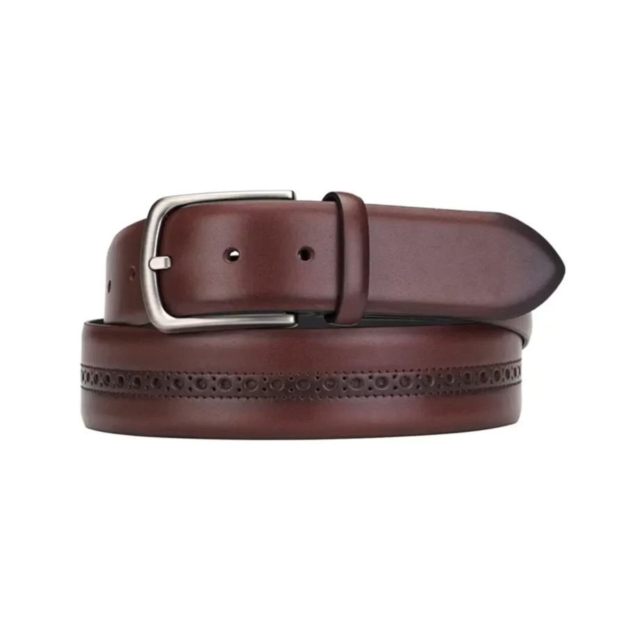 luxury belt for men stylish brogue brown leather 4 0 cm SB1410 3