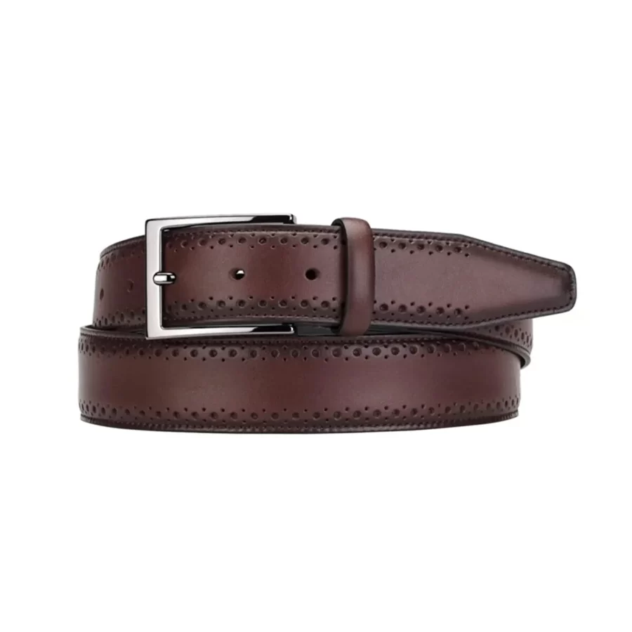 luxury brogue gents dressing belt brown leather KK3504 1