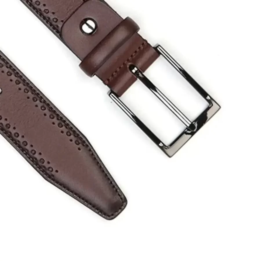 luxury brogue gents dressing belt brown leather KK3504 2