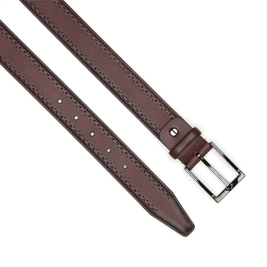 luxury brogue gents dressing belt brown leather KK3504 3