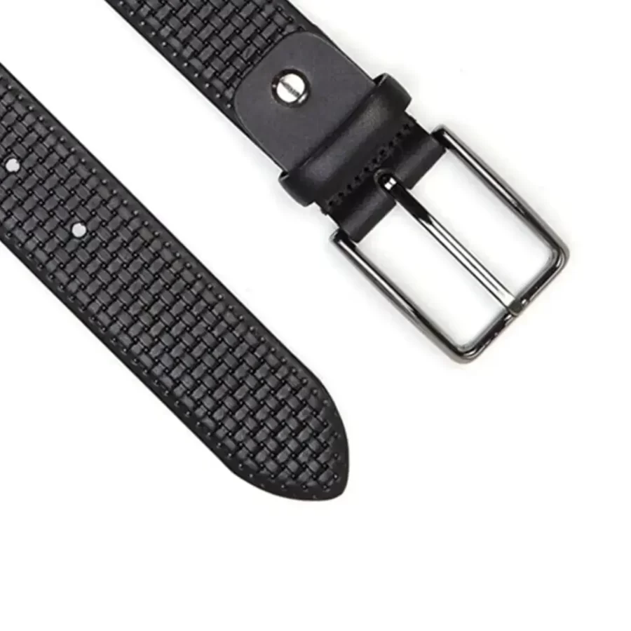 Buy Luxury Gents Belt Leather Black Check Texture - LeatherBeltsOnline.com